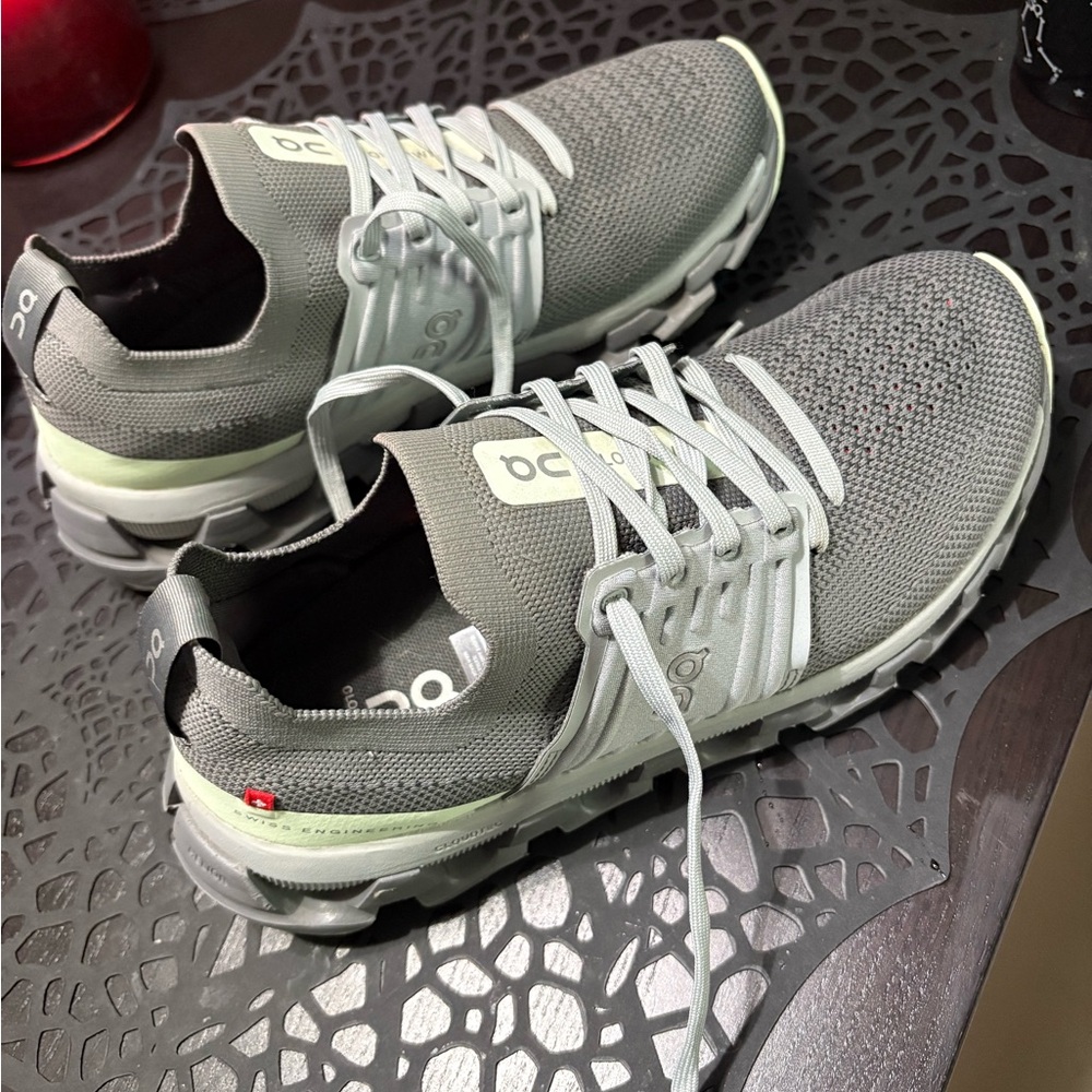 On Running Women's Gray and White Athletic Shoes